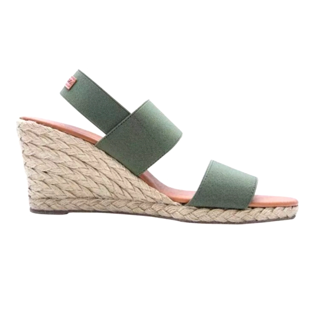Andre Assous Allison Sandals Women Sz 41 Neutral Espadrille Strappy Wedge Sage